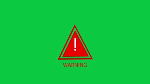 Animated Warning Sign with Red Alert Triangle on Green Screen Chroma Background Vídeo Stock 339109128