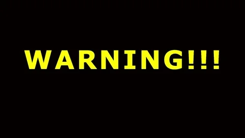 Animated warning text with glitch effects and light trails on black backgroun Video stock 343412253