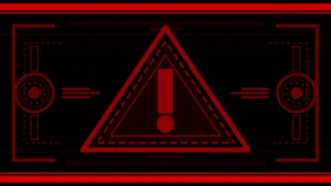Animated Warning Triangle with Dynamic Circular Indicator in Red and Black Stock Footage 339400194