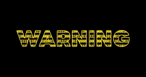 Animated "Warning " Word With Yellow Binary Code Stock Footage 247636088