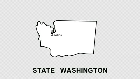 Animated Washington State of USA with pointer in city Olympia. Alpha channel. Stock Footage 170787838