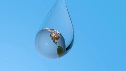 Animated Water Drop with Rotating Earth Stock Footage 70831124