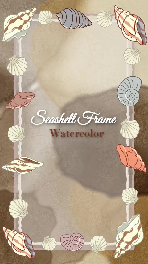 Animated Watercolor Seashell Border Frame for Vertical Video Stock Footage 346569138