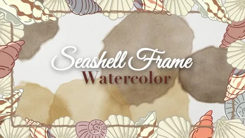 Animated Watercolor Seashell Frame Border Graphic with Copy Space Stock Footage 346114964