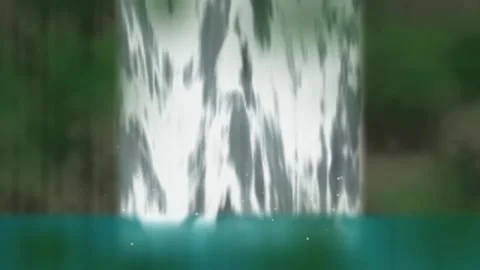 Animated Waterfall Flowing Into Water Pool Motion Graphics Loop Stock-Footage 347963969