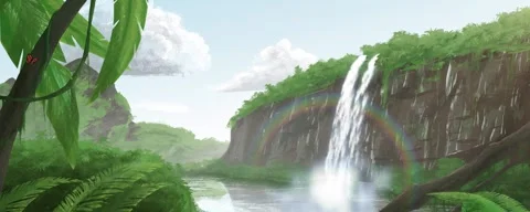 Animated Waterfall in Jungle Stock Footage 252034627