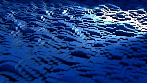 Animated wave background blue cubes. Stock Footage 102225687