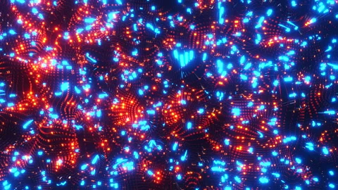 Animated wave moving structure of blue cubes with glare and radiance. Infinitely Stock Footage 207442547