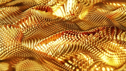 Animated wave moving structure of gold cubes. Infinitely looped animation. Stock Footage 185398737