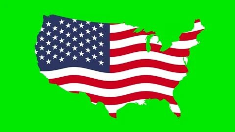 Animated waving American map and flag. Animation, motion graphics. Useful for Видео 135230960