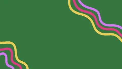 Animated Wavy Lines Corner on Green Screen, Abstract Motion Graphic Overlay Video stock 329940826