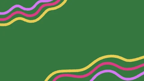 Animated Wavy Lines Corner on Green Screen, Abstract Motion Graphic Overlay Stock Footage 329940833