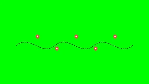 Animated Wavy Path with Map Pins on Green Screen Stock Footage 347628990