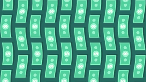 Animated wavy pattern of bills. rain of Dollar banknotes abstract background Stock Footage 148101333