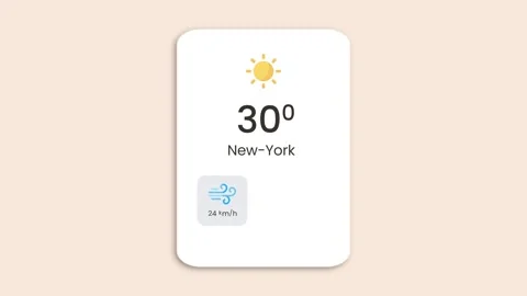 Animated Weather Forecast Widget UI showing Sunny Day in New York  Stock Footage 324885315