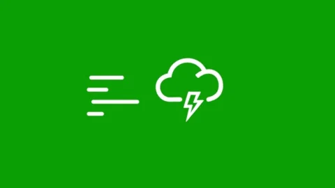 Animated weather icon of a thunder cloud with lightning moving fast against.. 库存影片 347377578