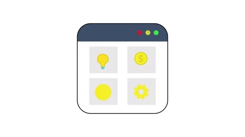 Animated Web Browser Window with Business and Tech Icons Video stock 346613500