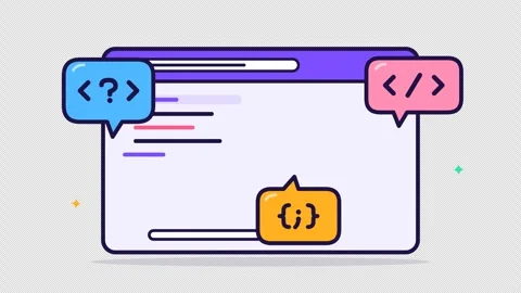 Animated Web Development Coding Concept with Code Snippets and Brackets Stock Footage 348105108