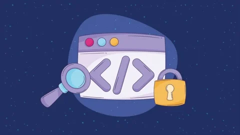 Animated web development concept with programming window magnifying glass a.. Stock Footage 339214355