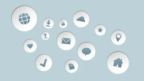 Animated Web Icons Collection Bounce In Effect Stock Footage 247454678