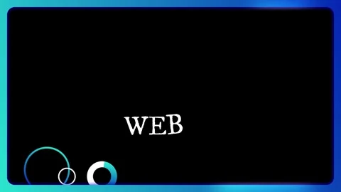 Animated web text graphic with rotating circular loading elements on dark Vídeos de archivo 338174101