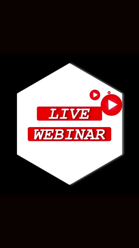 Animated webinar announcement vertical video loop with hexagon play button .. Stock Footage 344282608