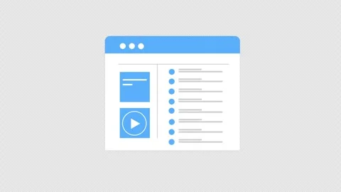 Animated webpage or media player interface showing a video thumbnail, conte.. Stock Footage 310493940