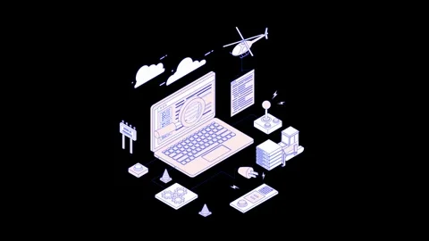 Animated Website Building icon background, logo symbol, social media Vídeos de archivo 245640213