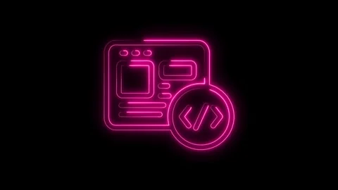Animated website coding icon with neon effect glow for technology and progr.. Stock Footage 312316986