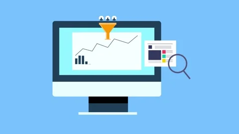 Animated website marketing data analytics for sales conversion. Stock Footage 309630208