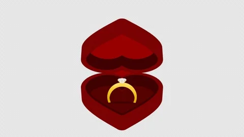 Animated wedding ring box open and close with diamond ring inside Stock Footage 296333602