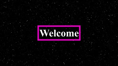 Animated welcome text appearing on starry night background, motion graphic .. Video stock 334989221