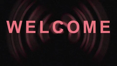 Animated welcome text with swirling circular background effects in neon pin.. Video stock 343412335
