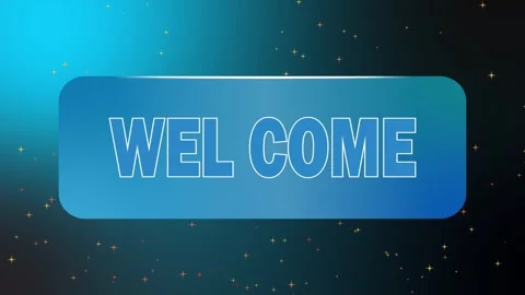 Animated welcome text title banner sparkling cyan gradient background Stock Footage 346672715