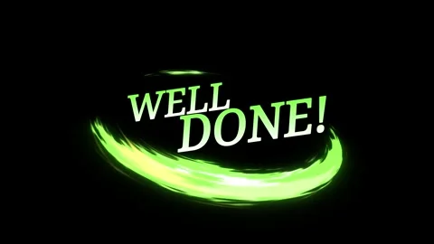 Animated Well Done Text Appearing with Green Light Effects on a Dark Background Stock Footage 338326922