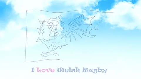 Animated Welsh Flag  - I love Welsh Rugby Stock Footage 149786788