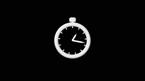 Animated white 3D stopwatch icon with a needle on black background, Timer c.. Stock Footage 332664122