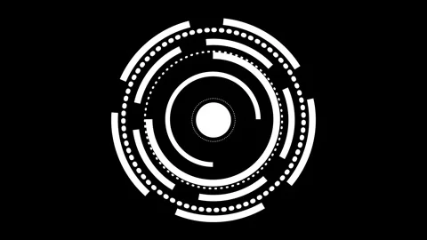 Animated White Abstract Circular HUD Interface Element With Dots and Lines .. Stock Footage 337363305