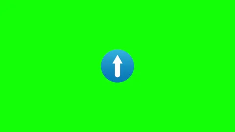 Animated White Up Arrow in Blue Circle on Green Screen Chroma Key Stock Footage 330853852