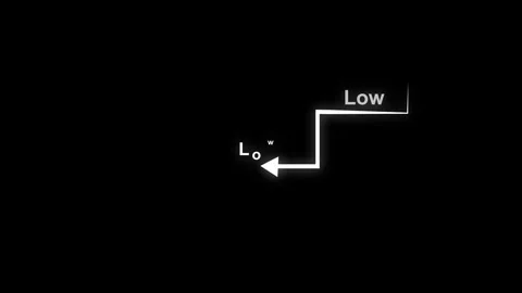 Animated White Arrow Pointing Downward Next to the Word LOW on a Black Back.. Stock Footage 332059854