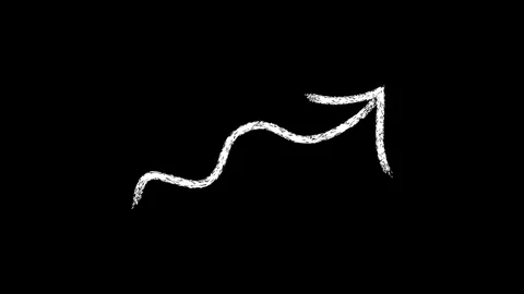 Animated white chalk arrow moving in wavy pattern upward on black backgroun.. Stock Footage 338238252