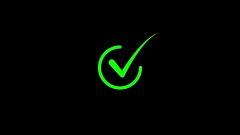 Animated white check mark icon in green circle animated on a black background Stock Footage 330394379