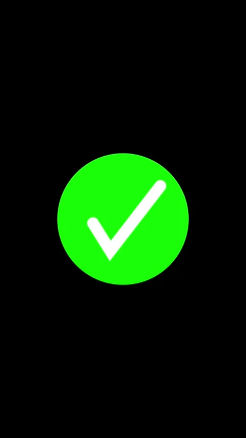 Animated White Check Mark Inside a Green Circle on a Black Background tick .. Stock Footage 337463309