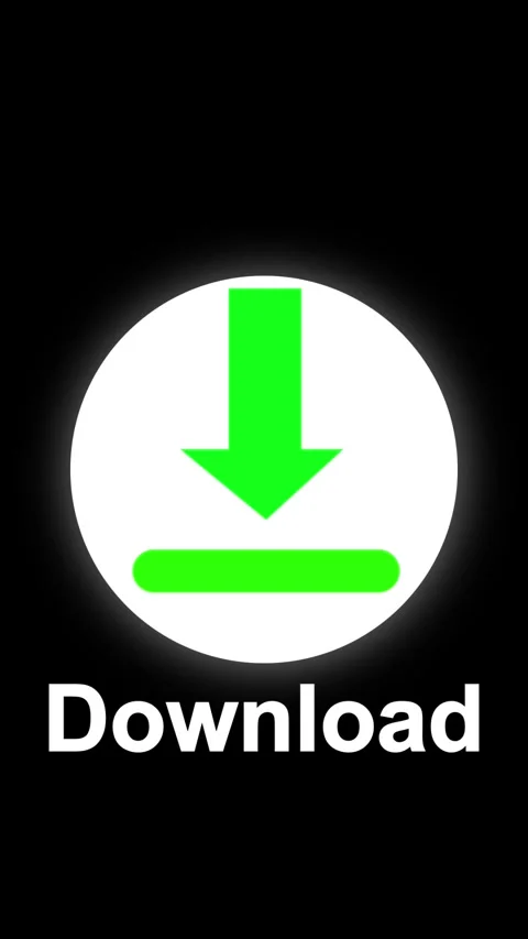 A animated white circle with a bright green download arrow icon and the wor.. Stock Footage 337463158