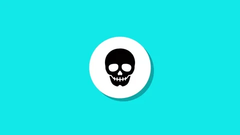 Animated white circle morphs into a black skull icon with jawbone on a vibr.. Stock Footage 327762717