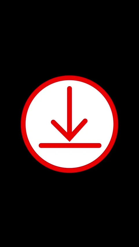 A animated white circle with a red download arrow icon and a red border aga.. Stock Footage 337463161