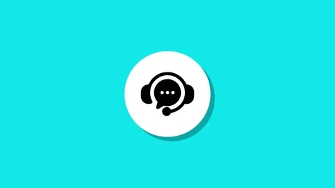 Animated white circle reveals a black customer service icon with headset an.. Stock Footage 327762623