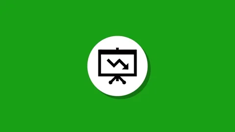 Animated white circle with a shadow reveals a black presentation board icon.. Stock Footage 327762877