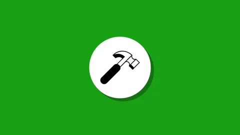 Animated white circle transforms into a hammer icon on green screen backgro.. Stock Footage 327762940