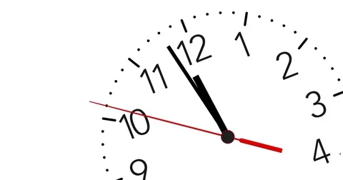 Animated white clock face ticking towards 12 o'clock Stock Footage 78530613